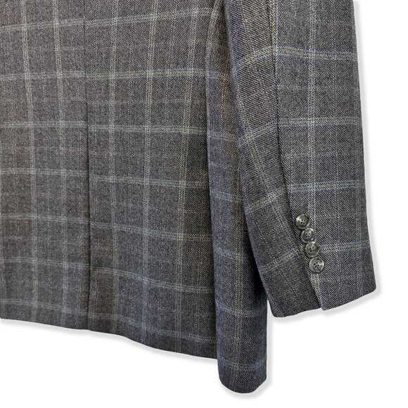 Vintage 80s 100% Wool Grey Plaid Blazer Maxwell’s Clothiers Hand-Tailored Jacket - Picture 9 of 10